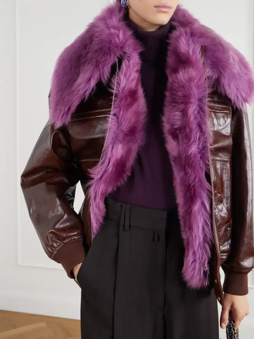 Rabanne Shearling-trimmed Leather Bomber Jacket | Thumbnail 5 Rabanne Shearling-trimmed Leather Bomber Jacket | Thumbnail 5