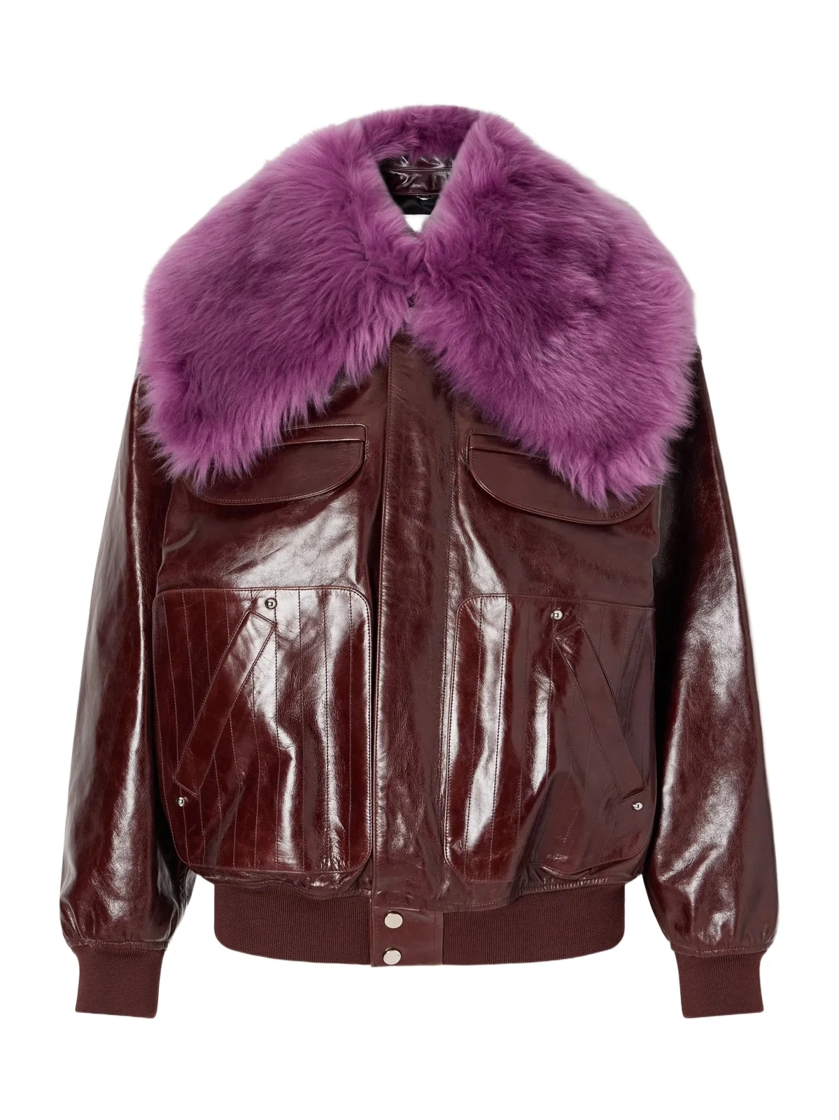 Rabanne Shearling-trimmed Leather Bomber Jacket