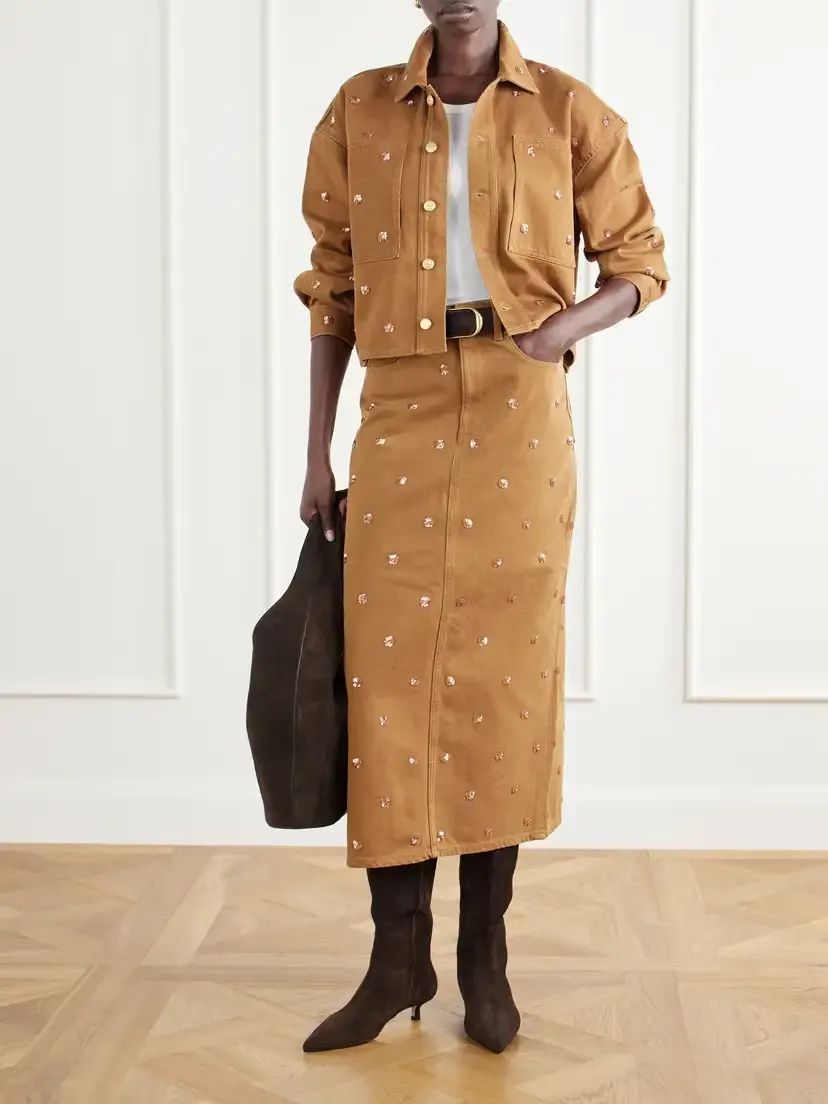 Ulla Johnson The Bobbi Cropped Sequin-embellished Denim Jacket | Thumbnail 2 Ulla Johnson The Bobbi Cropped Sequin-embellished Denim Jacket | Thumbnail 2