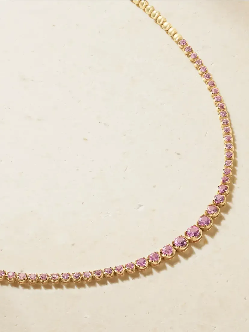 Jennifer Meyer Small 18-karat Gold Pink Sapphire Tennis Necklace | Thumbnail 4 Jennifer Meyer Small 18-karat Gold Pink Sapphire Tennis Necklace | Thumbnail 4