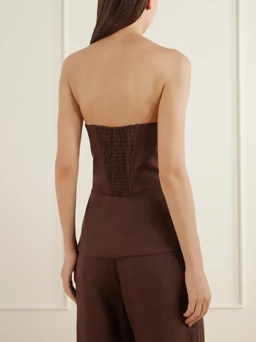 ANDRES OTALORA Nudo Sagrado Strapless Pleated Linen-woven Top | Thumbnail 3 ANDRES OTALORA Nudo Sagrado Strapless Pleated Linen-woven Top | Thumbnail 3