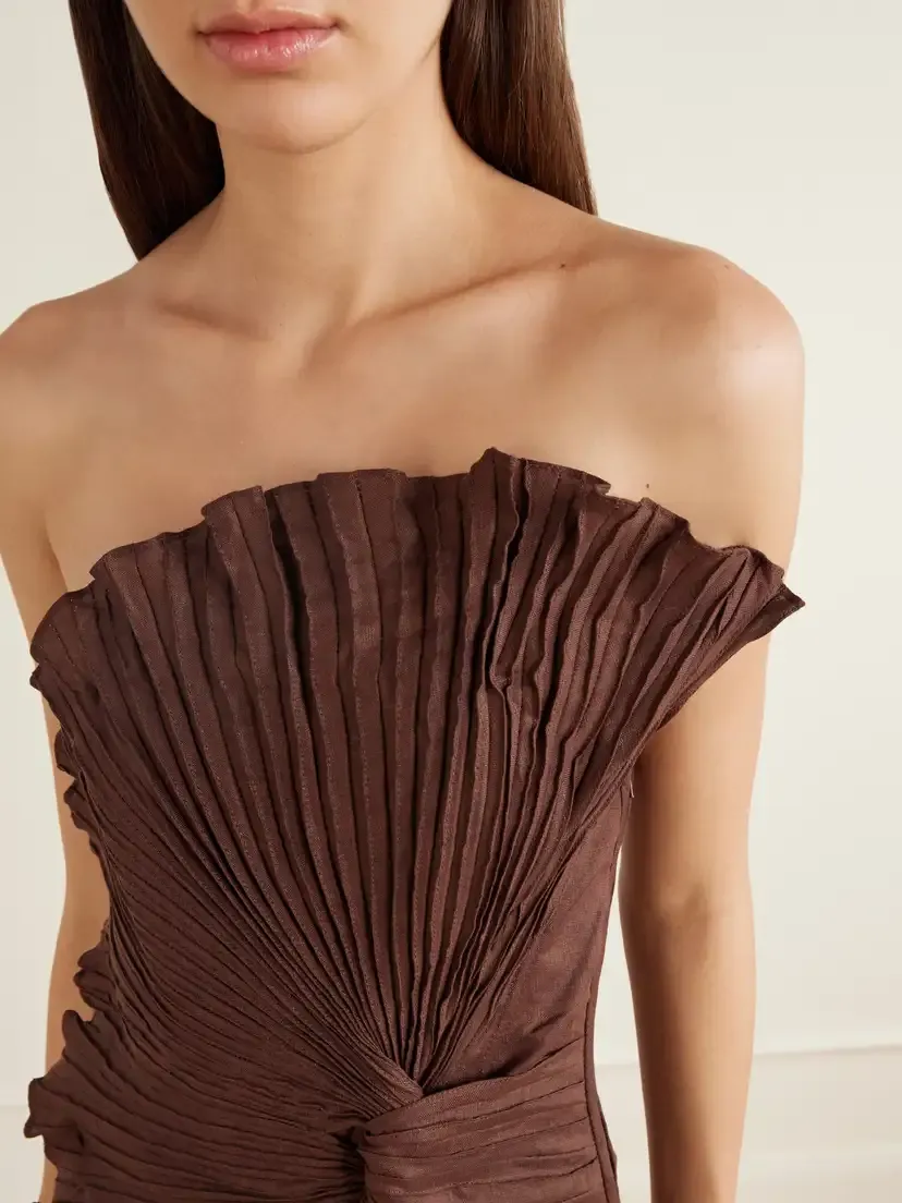 ANDRES OTALORA Nudo Sagrado Strapless Pleated Linen-woven Top | Thumbnail 4 ANDRES OTALORA Nudo Sagrado Strapless Pleated Linen-woven Top | Thumbnail 4