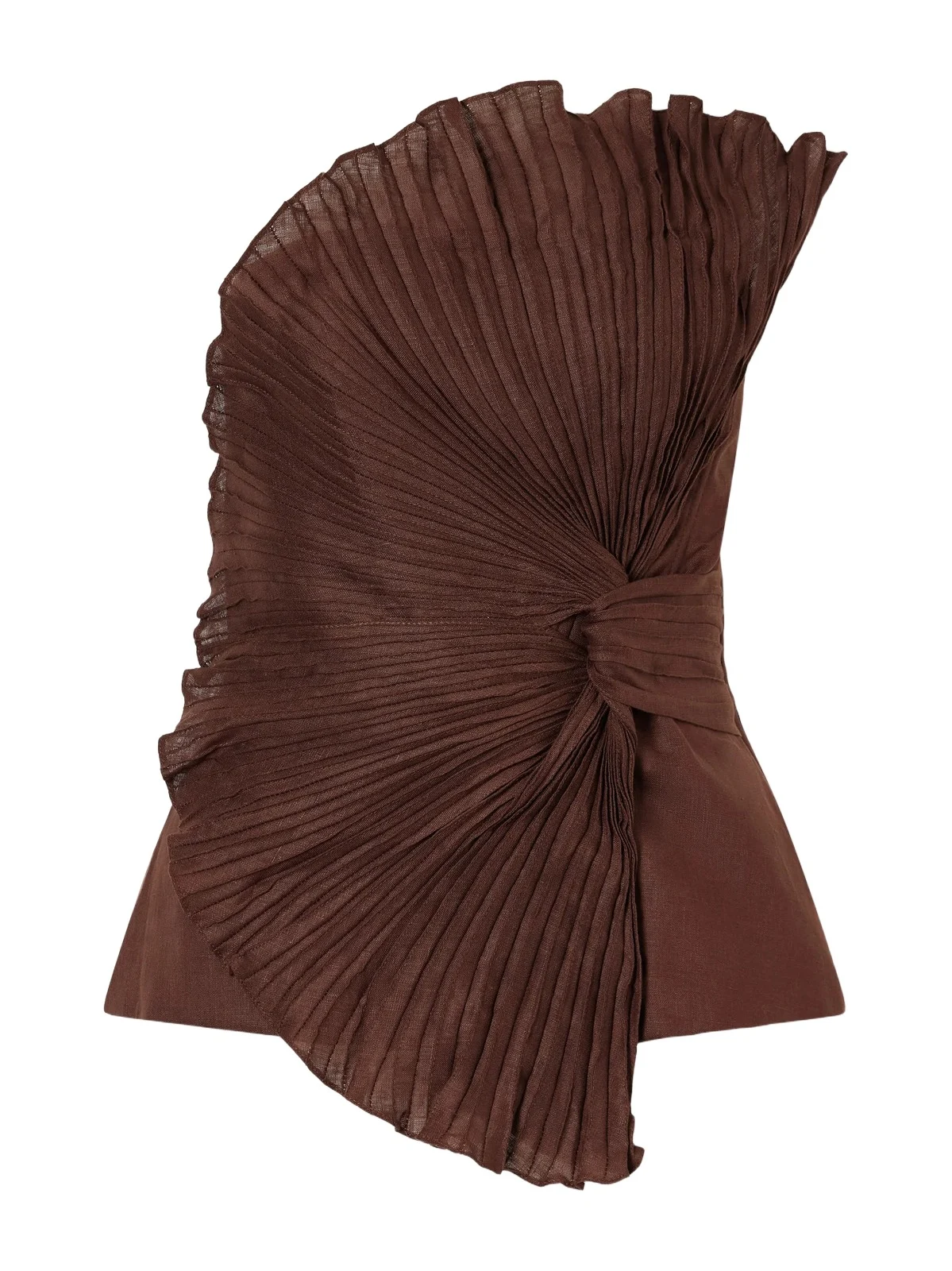 ANDRES OTALORA Nudo Sagrado Strapless Pleated Linen-woven Top