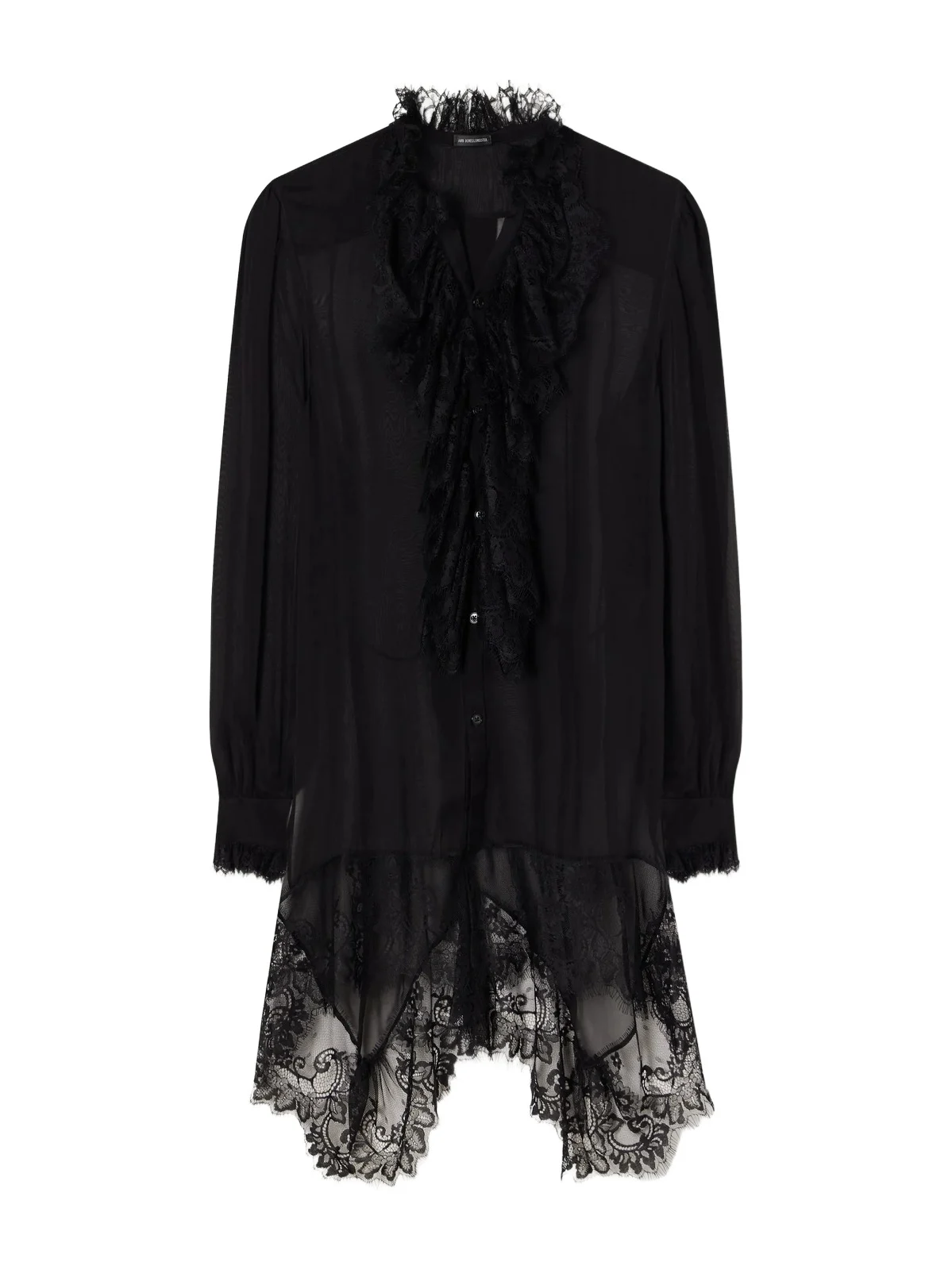 Ann Demeulemeester Barah Ruffled Lace-trimmed Silk-chiffon Blouse