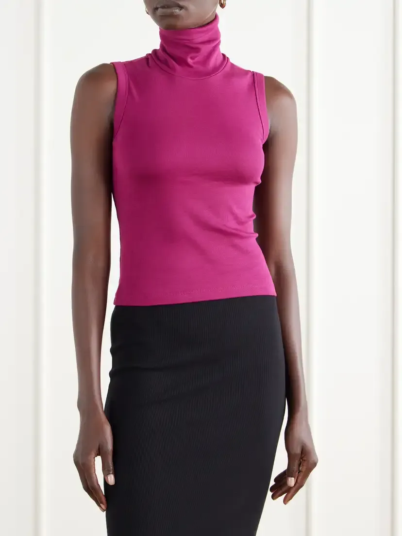 FLORE FLORE Dinah Ribbed Organic Cotton-jersey Turtleneck Tank | Thumbnail 3