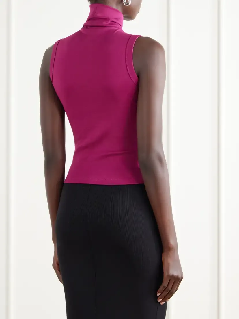 FLORE FLORE Dinah Ribbed Organic Cotton-jersey Turtleneck Tank | Thumbnail 4