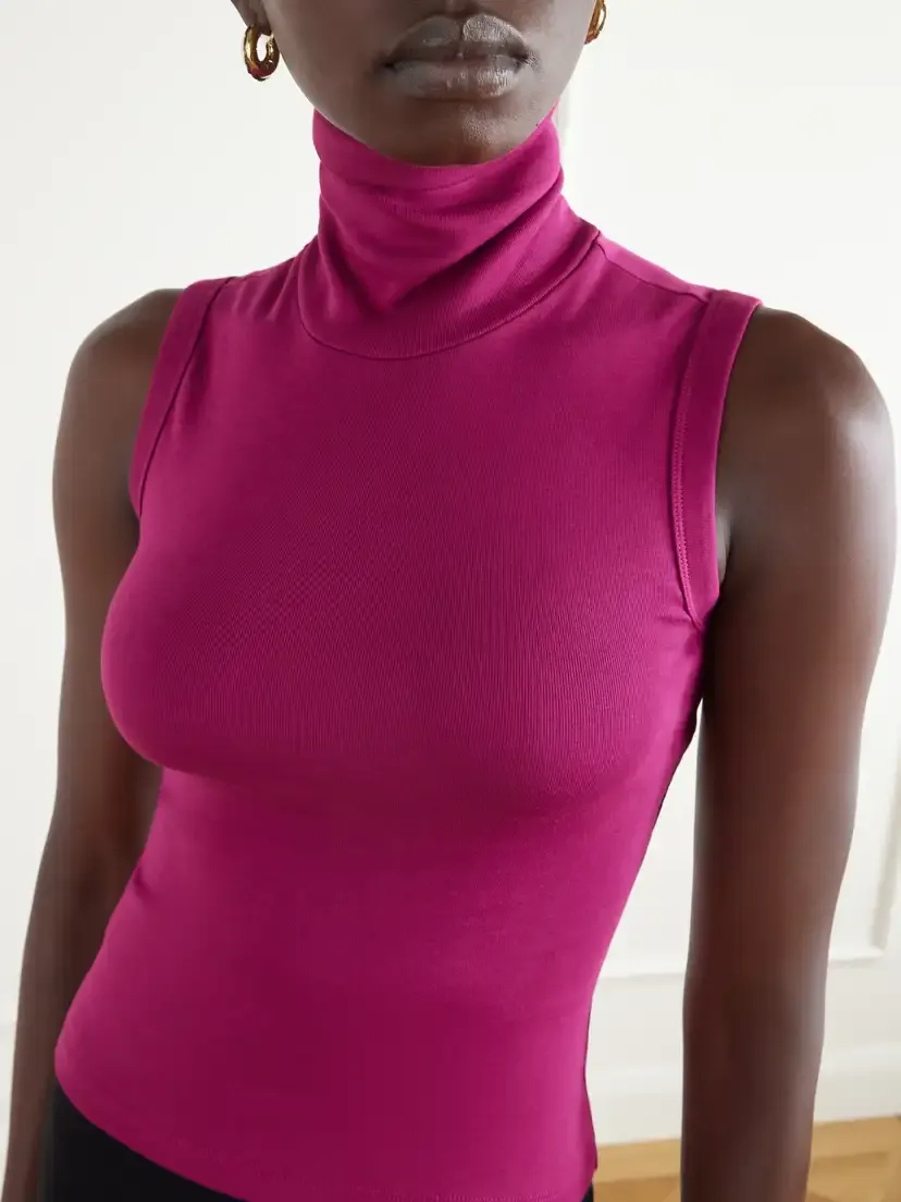 FLORE FLORE Dinah Ribbed Organic Cotton-jersey Turtleneck Tank | Thumbnail 5