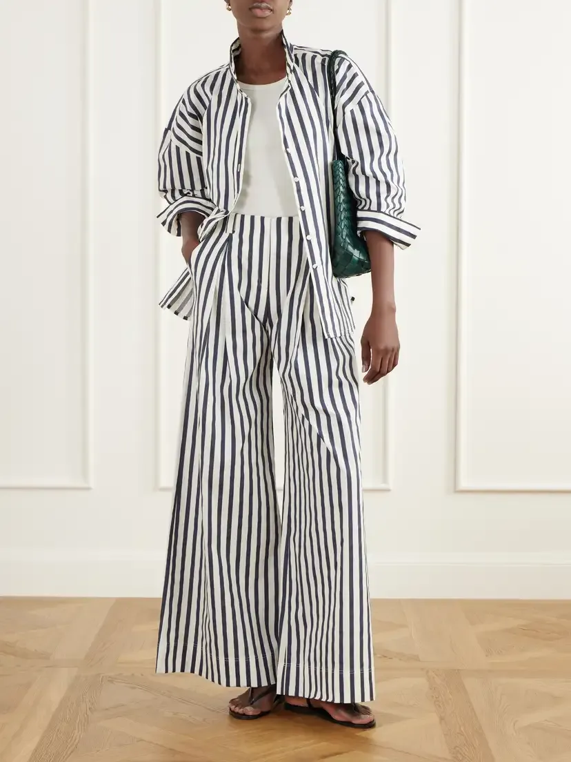ANDRES OTALORA Unna Pleated Striped Cotton-poplin Wide-leg Pants | Thumbnail 2 ANDRES OTALORA Unna Pleated Striped Cotton-poplin Wide-leg Pants | Thumbnail 2