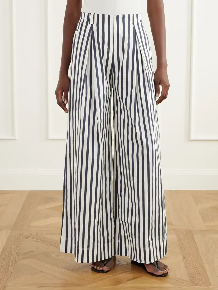 ANDRES OTALORA Unna Pleated Striped Cotton-poplin Wide-leg Pants | Thumbnail 3 ANDRES OTALORA Unna Pleated Striped Cotton-poplin Wide-leg Pants | Thumbnail 3