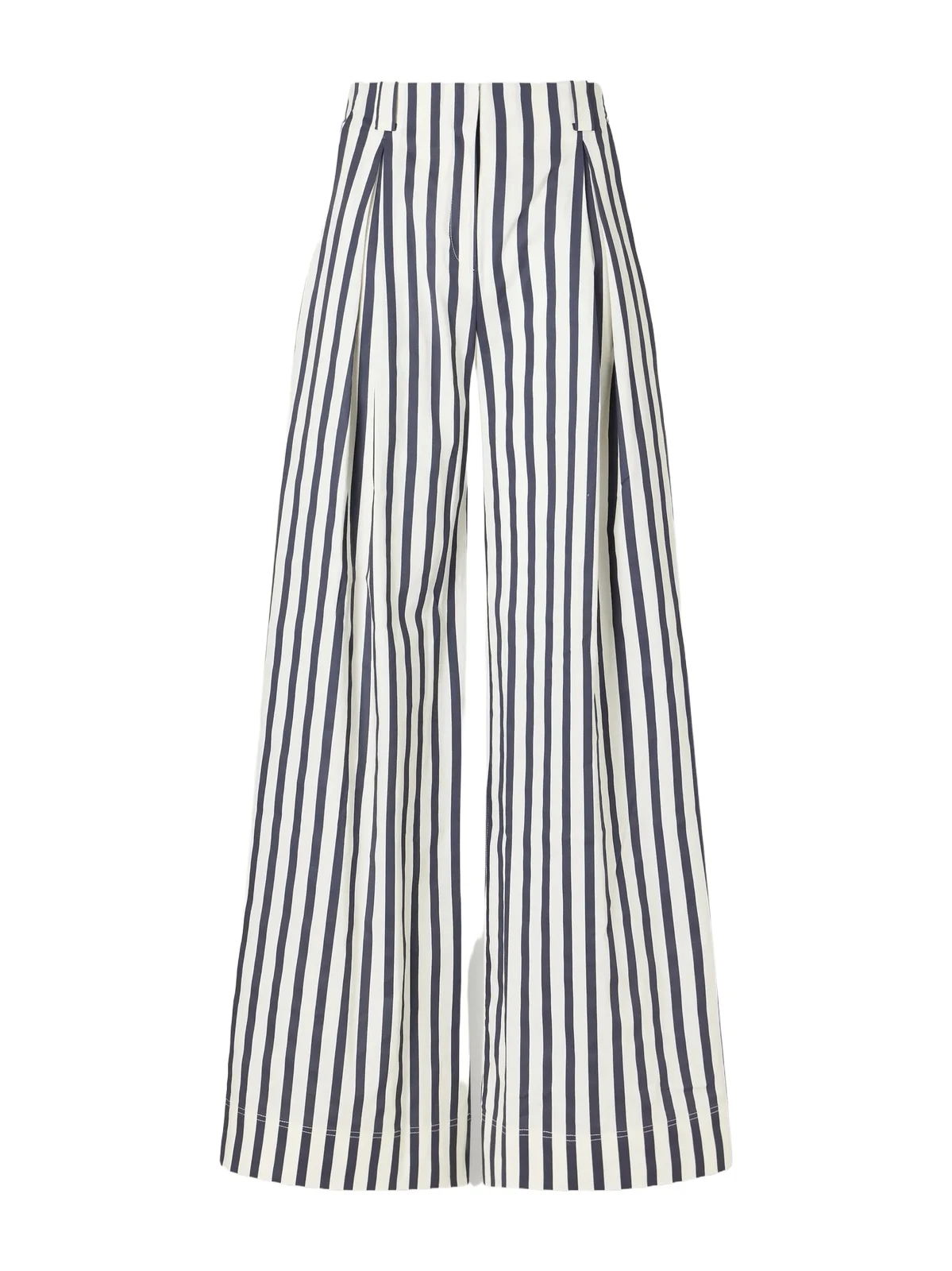 Unna Pleated Striped Cotton-poplin Wide-leg Pants Unna Pleated Striped Cotton-poplin Wide-leg Pants