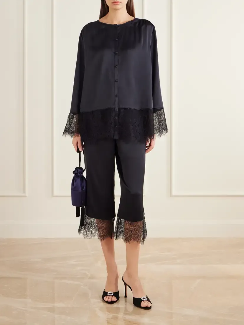 Posse Blake Lace-trimmed Silk-charmeuse Shirt | Thumbnail 2 Posse Blake Lace-trimmed Silk-charmeuse Shirt | Thumbnail 2