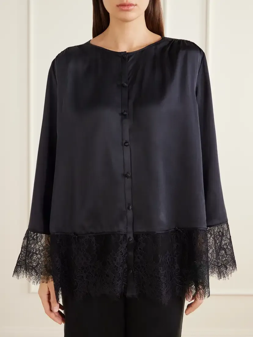 Posse Blake Lace-trimmed Silk-charmeuse Shirt | Thumbnail 3 Posse Blake Lace-trimmed Silk-charmeuse Shirt | Thumbnail 3
