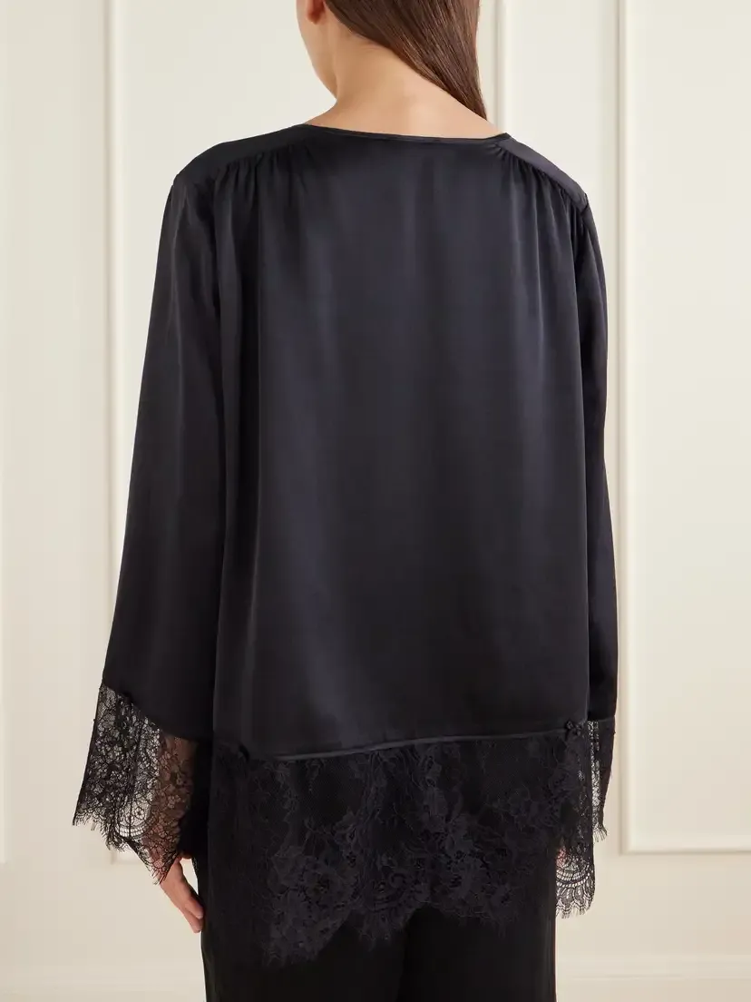 Posse Blake Lace-trimmed Silk-charmeuse Shirt | Thumbnail 4 Posse Blake Lace-trimmed Silk-charmeuse Shirt | Thumbnail 4