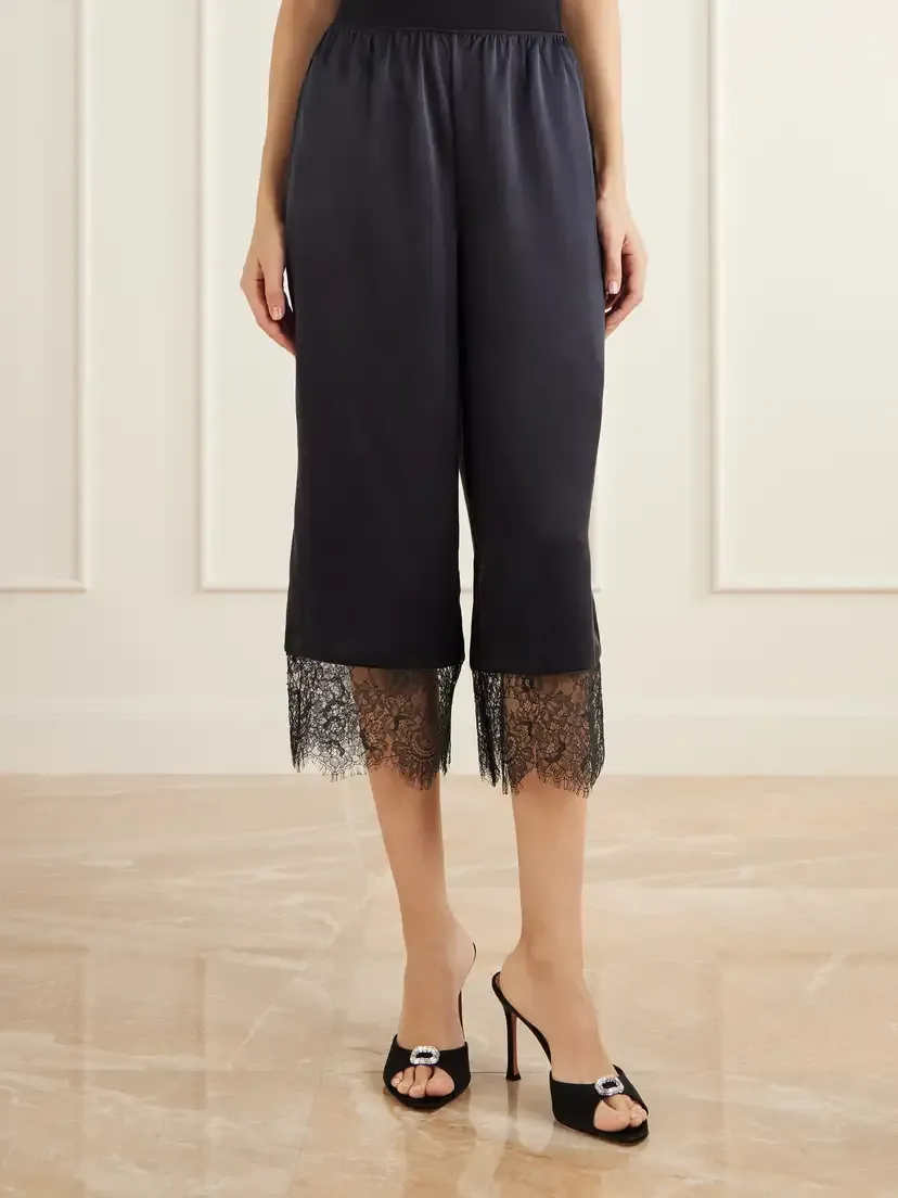 Posse Blake Lace-trimmed Silk-satin Straight-leg Pants | Thumbnail 3 Posse Blake Lace-trimmed Silk-satin Straight-leg Pants | Thumbnail 3