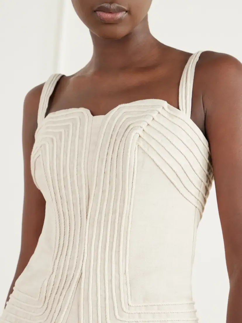 ANDRES OTALORA Encontre Corded Linen-woven Top | Thumbnail 4 ANDRES OTALORA Encontre Corded Linen-woven Top | Thumbnail 4