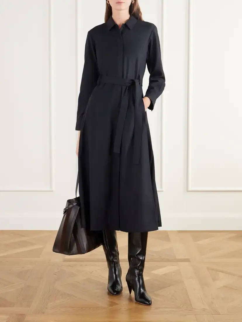 Theory Belted Flannel Midi Dress | Thumbnail 2 Theory Belted Flannel Midi Dress | Thumbnail 2