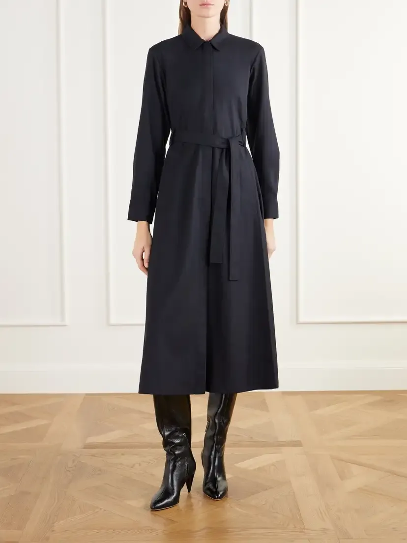 Theory Belted Flannel Midi Dress | Thumbnail 3 Theory Belted Flannel Midi Dress | Thumbnail 3