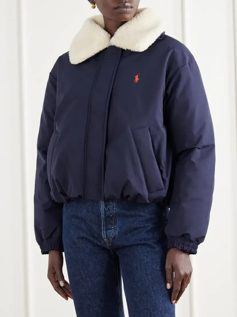 Polo Ralph Lauren Logo-embroidered Cropped Plush-trimmed Shell Down Jacket | Thumbnail 3 Polo Ralph Lauren Logo-embroidered Cropped Plush-trimmed Shell Down Jacket | Thumbnail 3