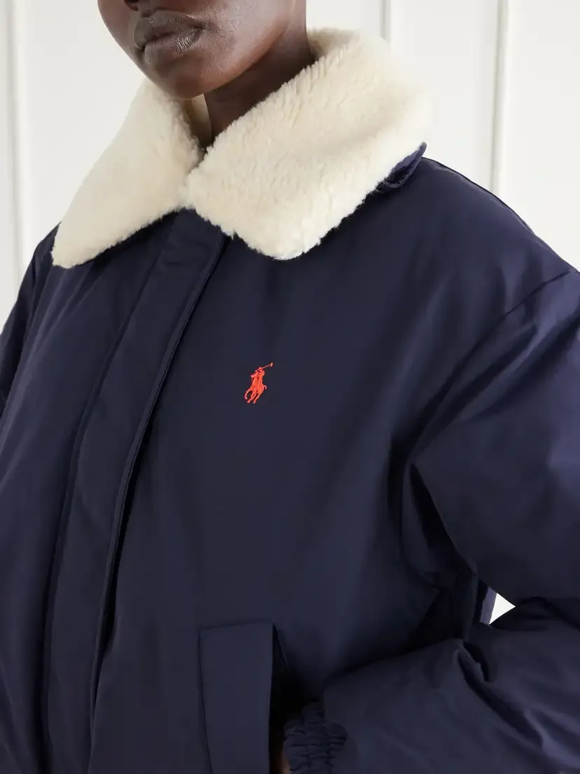 Polo Ralph Lauren Logo-embroidered Cropped Plush-trimmed Shell Down Jacket | Thumbnail 5 Polo Ralph Lauren Logo-embroidered Cropped Plush-trimmed Shell Down Jacket | Thumbnail 5