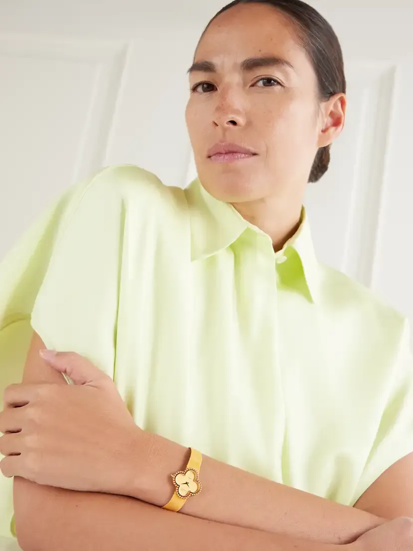 Stephanie Windsor + Van Cleef And Arpels Vintage 1990s Alhambra Quartz-movement 18-karat Gold Watch, Ref. 129974 (6.5" Wrist) | Thumbnail 2 Stephanie Windsor + Van Cleef And Arpels Vintage 1990s Alhambra Quartz-movement 18-karat Gold Watch, Ref. 129974 (6.5" Wrist) | Thumbnail 2