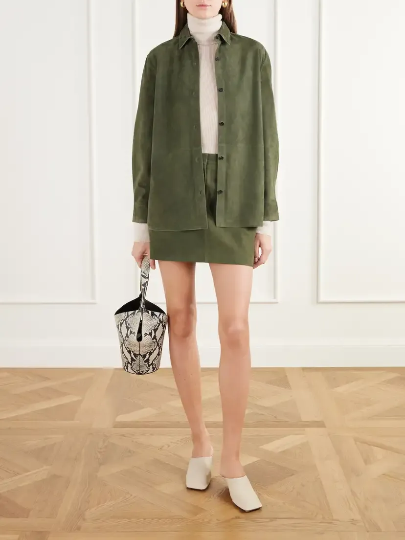 Theory Reece Paneled Suede Shirt | Thumbnail 2 Theory Reece Paneled Suede Shirt | Thumbnail 2