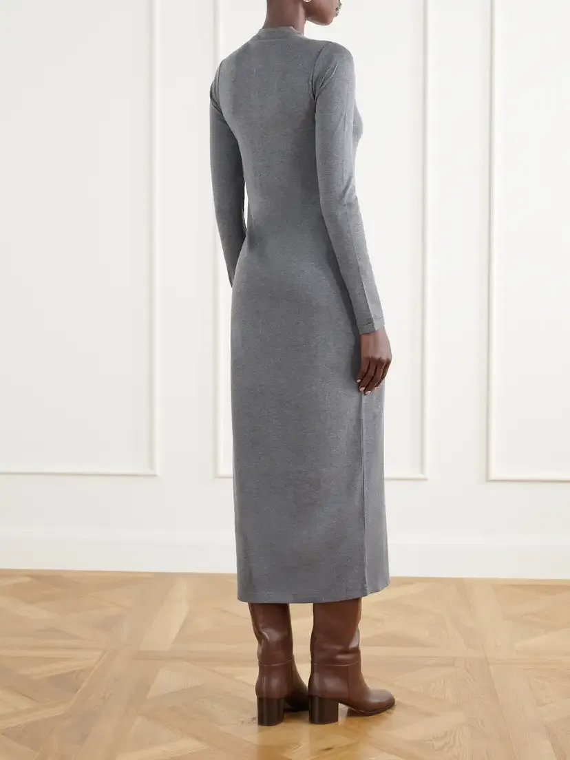 Polo Ralph Lauren Ribbed Lyocell-blend Jersey Henley Midi Dress | Thumbnail 4