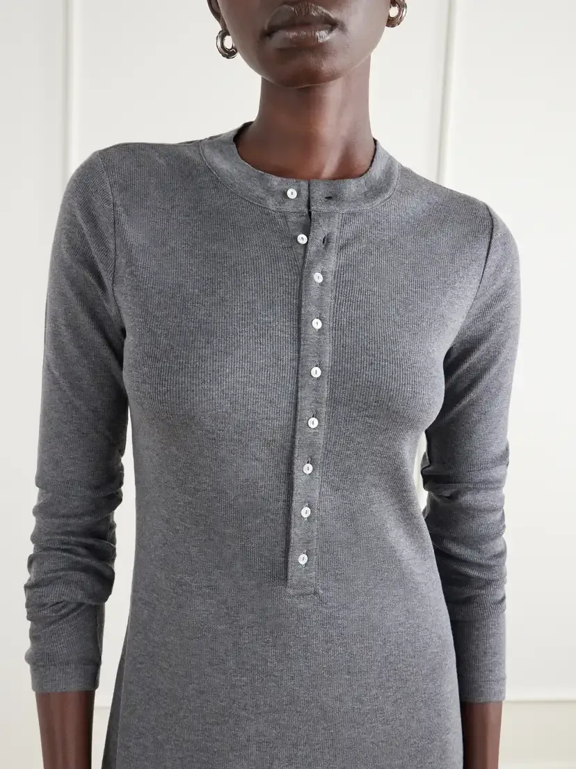 Polo Ralph Lauren Ribbed Lyocell-blend Jersey Henley Midi Dress | Thumbnail 5
