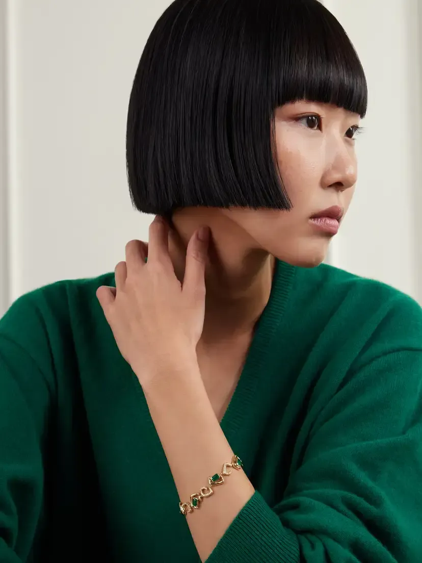 SHAY Zar 18-karat Gold, Emerald And Diamonds Bracelet - Green | Thumbnail 2 SHAY Zar 18-karat Gold, Emerald And Diamonds Bracelet - Green | Thumbnail 2