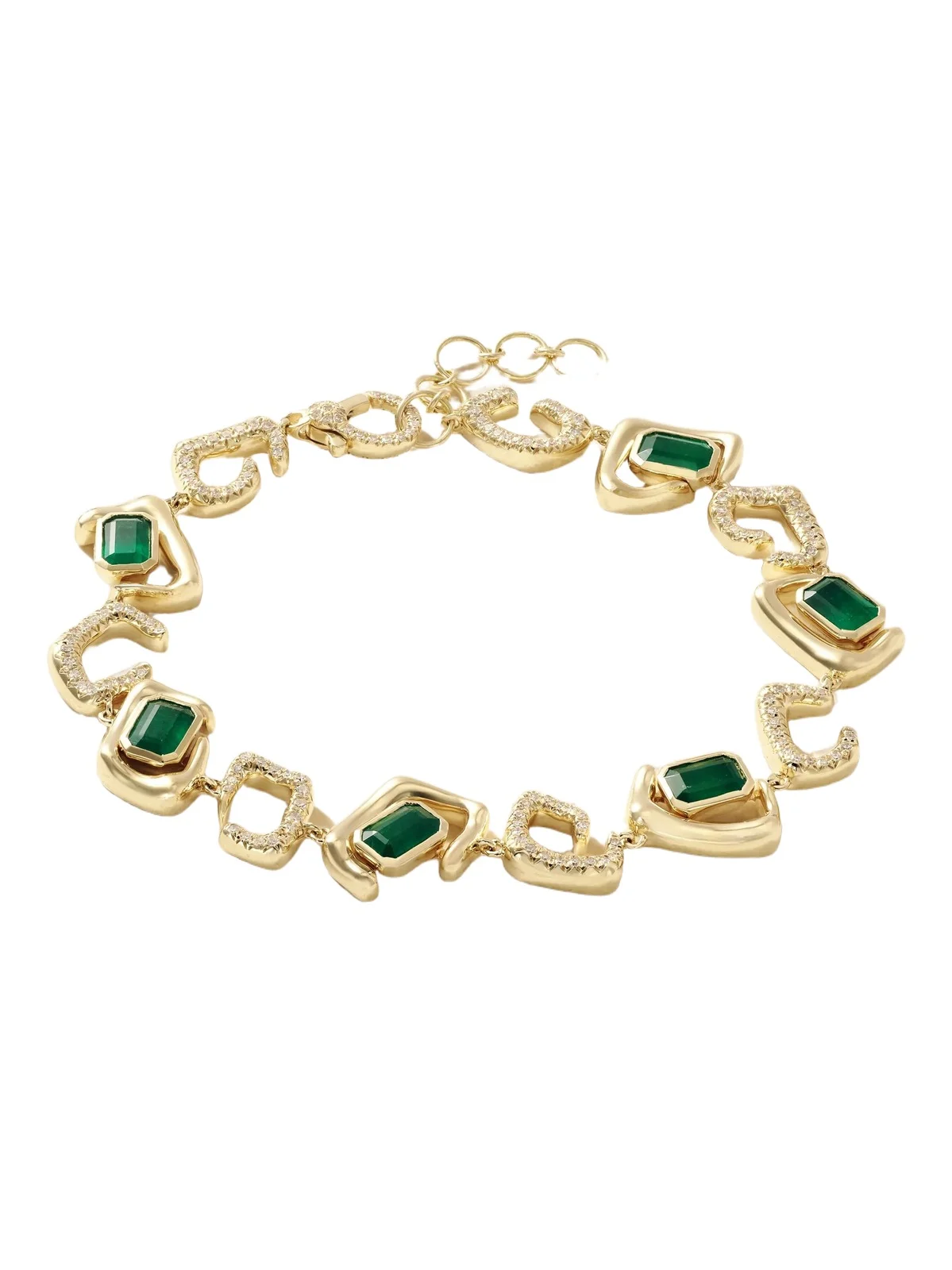 SHAY Zar 18-karat Gold, Emerald And Diamonds Bracelet - Green
