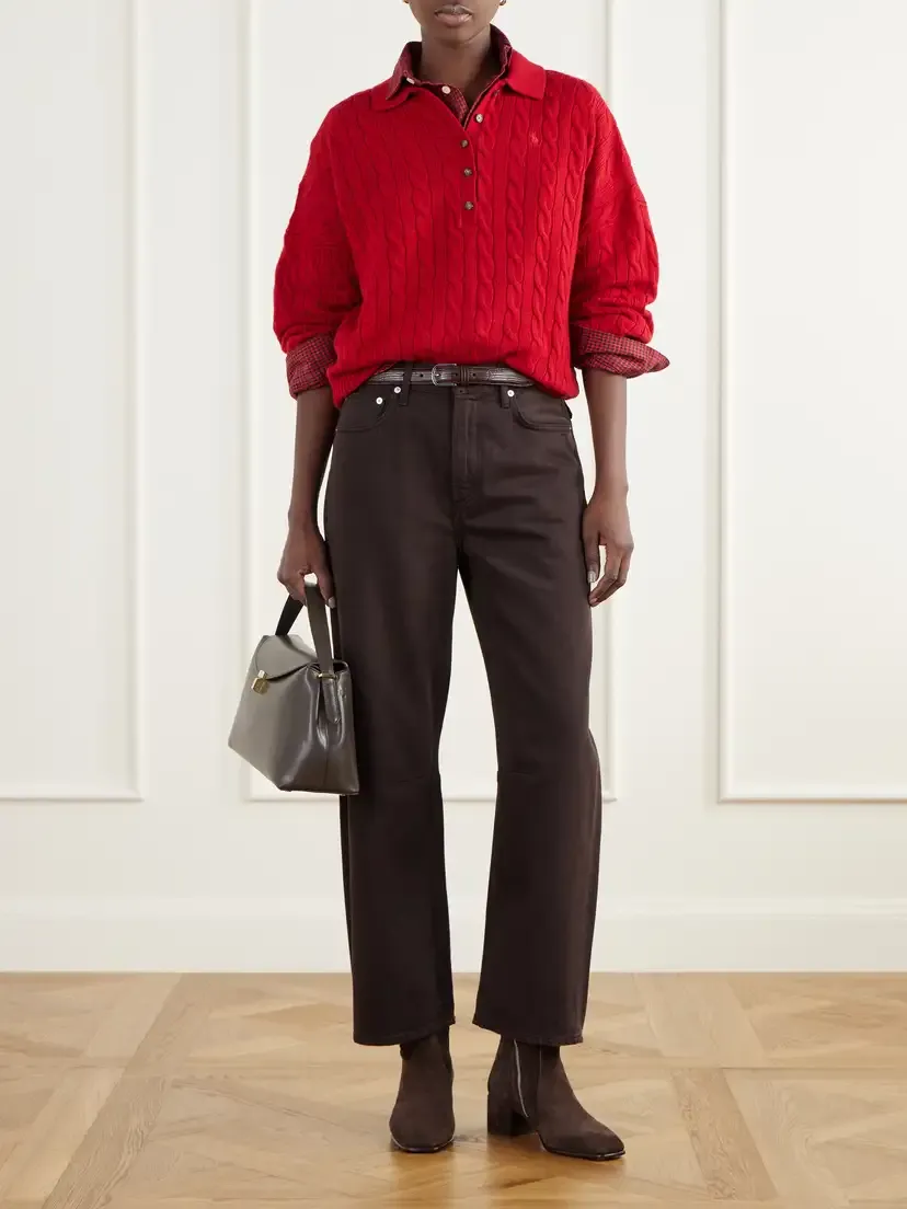 Polo Ralph Lauren Logo-embroidered Cable-knit Wool And Cashmere-blend Polo Sweater | Thumbnail 2 Polo Ralph Lauren Logo-embroidered Cable-knit Wool And Cashmere-blend Polo Sweater | Thumbnail 2