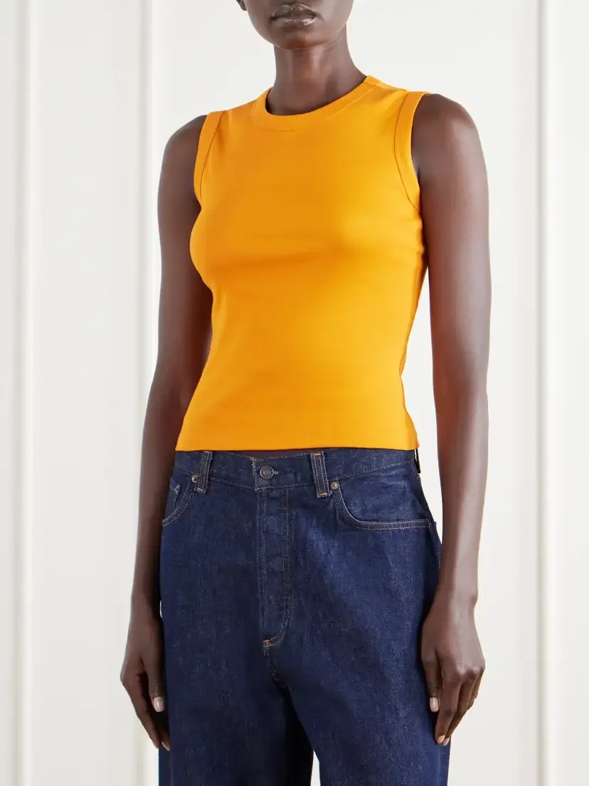 FLORE FLORE Esmé Ribbed Organic Cotton-jersey Tank | Thumbnail 3 FLORE FLORE Esmé Ribbed Organic Cotton-jersey Tank | Thumbnail 3