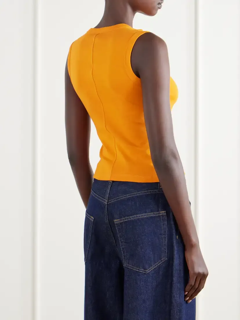 FLORE FLORE Esmé Ribbed Organic Cotton-jersey Tank | Thumbnail 4 FLORE FLORE Esmé Ribbed Organic Cotton-jersey Tank | Thumbnail 4