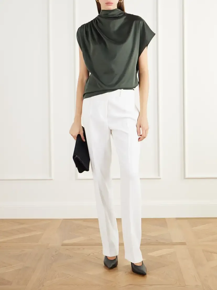 Brandon Maxwell The Irving Pleated Crepe Tapered Pants | Thumbnail 2 Brandon Maxwell The Irving Pleated Crepe Tapered Pants | Thumbnail 2