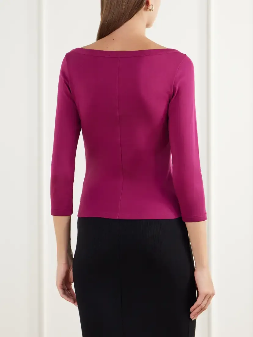FLORE FLORE Steffi Ribbed Organic Cotton-jersey T-shirt | Thumbnail 4 FLORE FLORE Steffi Ribbed Organic Cotton-jersey T-shirt | Thumbnail 4