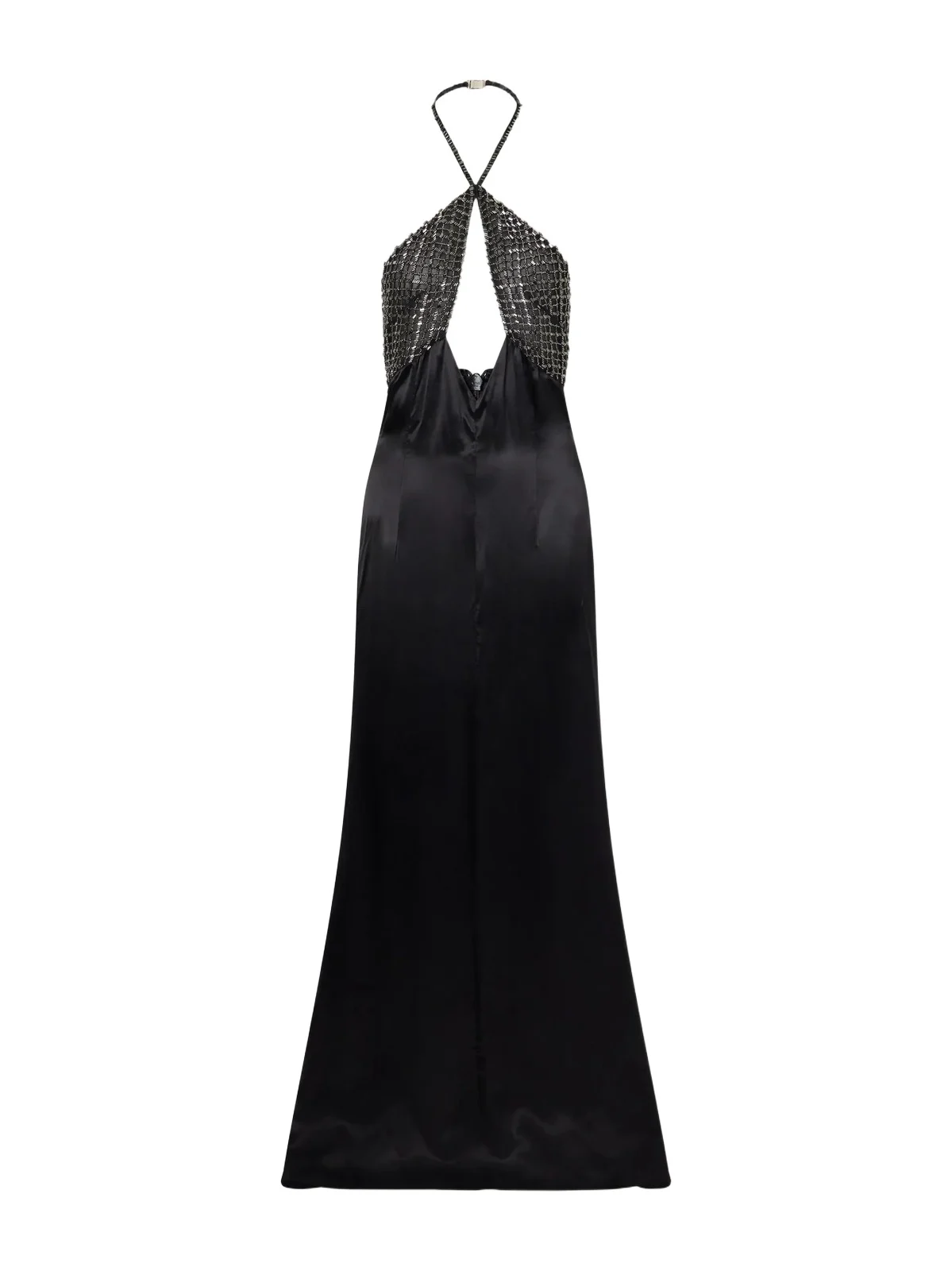 Cut-out Bead-embellished Satin Halterneck Gown Cut-out Bead-embellished Satin Halterneck Gown