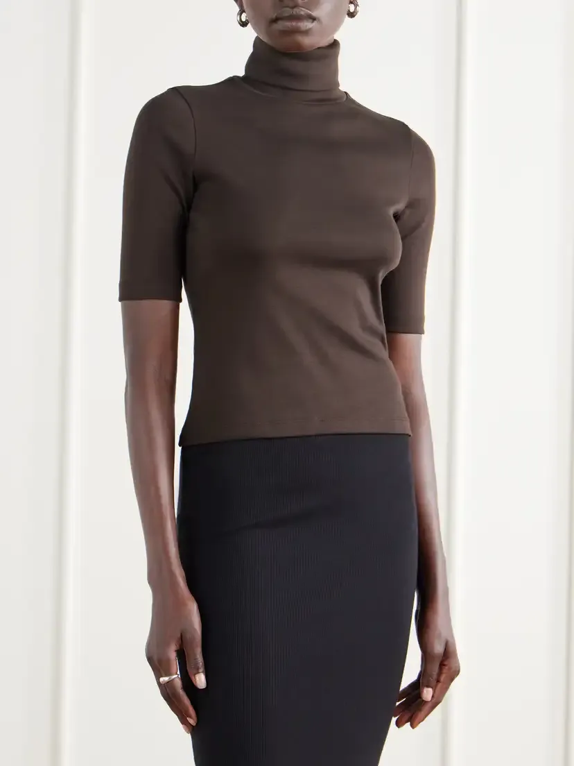 FLORE FLORE Dinah Ribbed Organic Cotton-jersey Turtleneck Top | Thumbnail 3 FLORE FLORE Dinah Ribbed Organic Cotton-jersey Turtleneck Top | Thumbnail 3