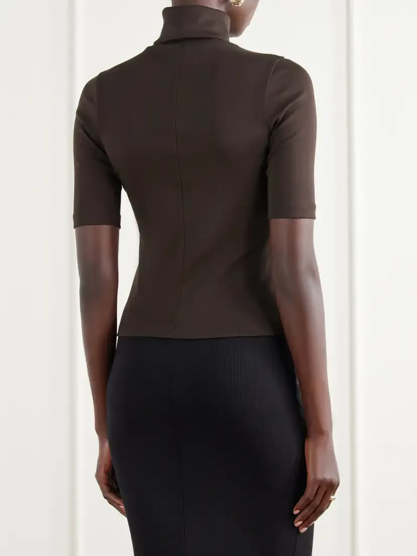 FLORE FLORE Dinah Ribbed Organic Cotton-jersey Turtleneck Top | Thumbnail 4 FLORE FLORE Dinah Ribbed Organic Cotton-jersey Turtleneck Top | Thumbnail 4