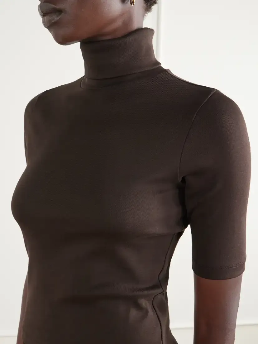 FLORE FLORE Dinah Ribbed Organic Cotton-jersey Turtleneck Top | Thumbnail 5 FLORE FLORE Dinah Ribbed Organic Cotton-jersey Turtleneck Top | Thumbnail 5