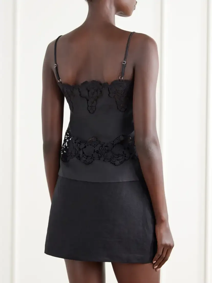 Miguelina Olympia Guipure Lace Woven Cotton And Linen-blend Cami - Black | Thumbnail 4 Miguelina Olympia Guipure Lace Woven Cotton And Linen-blend Cami - Black | Thumbnail 4