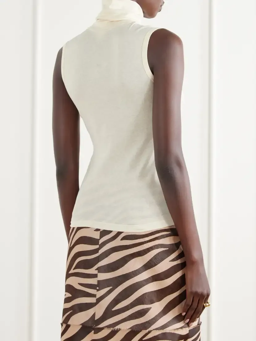 FLORE FLORE Dinah Ribbed Organic Cotton-jersey Turtleneck Tank | Thumbnail 4 FLORE FLORE Dinah Ribbed Organic Cotton-jersey Turtleneck Tank | Thumbnail 4