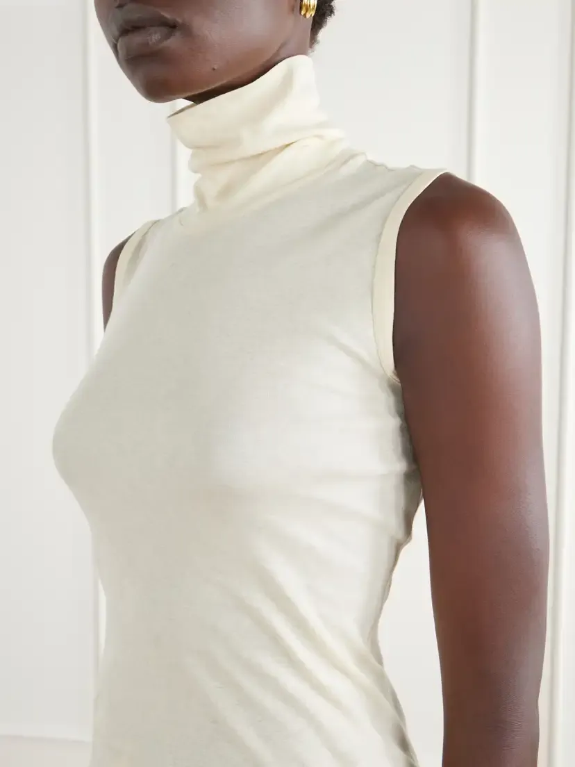 FLORE FLORE Dinah Ribbed Organic Cotton-jersey Turtleneck Tank | Thumbnail 5 FLORE FLORE Dinah Ribbed Organic Cotton-jersey Turtleneck Tank | Thumbnail 5