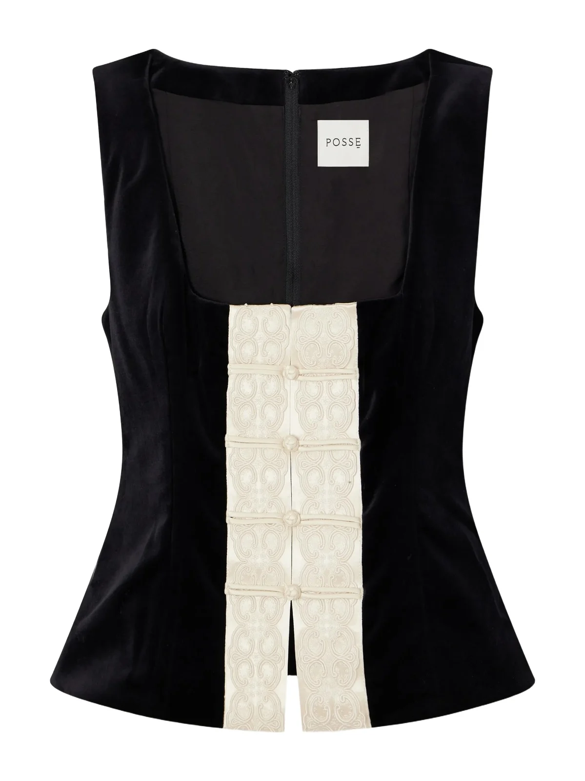 Florian Embroidered Satin-trimmed Cotton-velvet Top Florian Embroidered Satin-trimmed Cotton-velvet Top