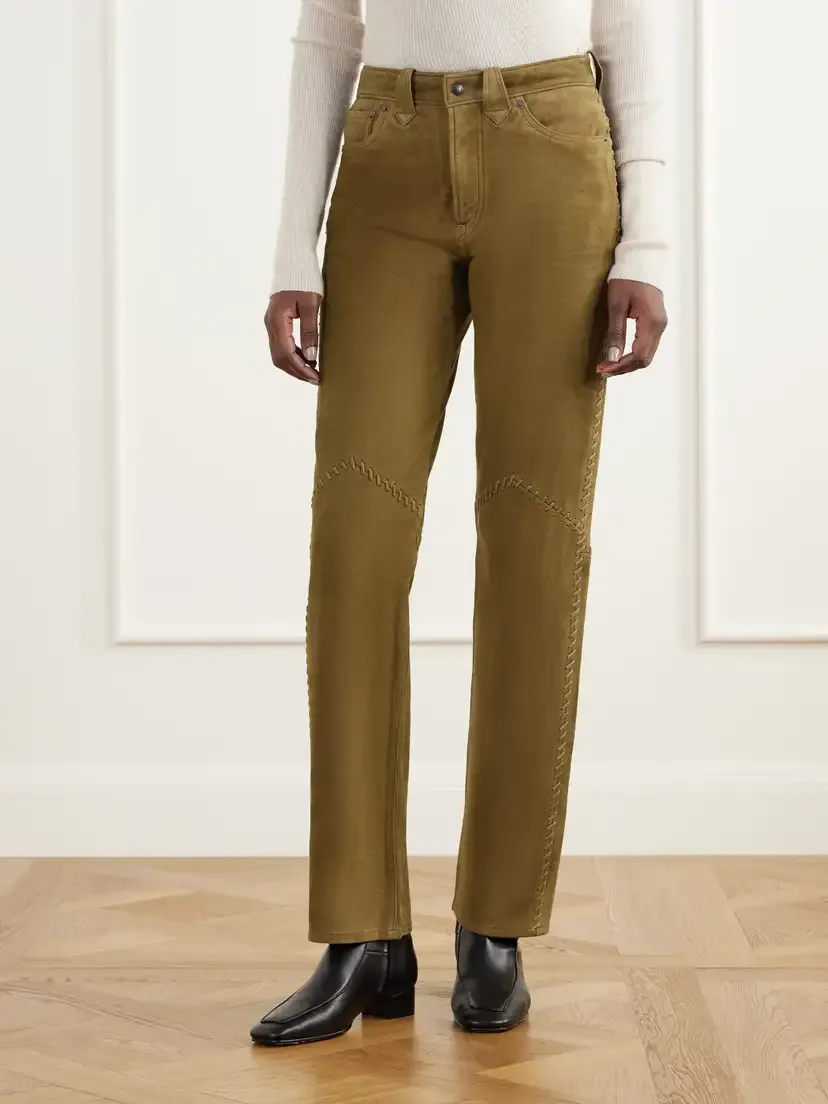 RRL Paneled Whipstitched Paneled Suede Slim-fit Pants | Thumbnail 3 RRL Paneled Whipstitched Paneled Suede Slim-fit Pants | Thumbnail 3