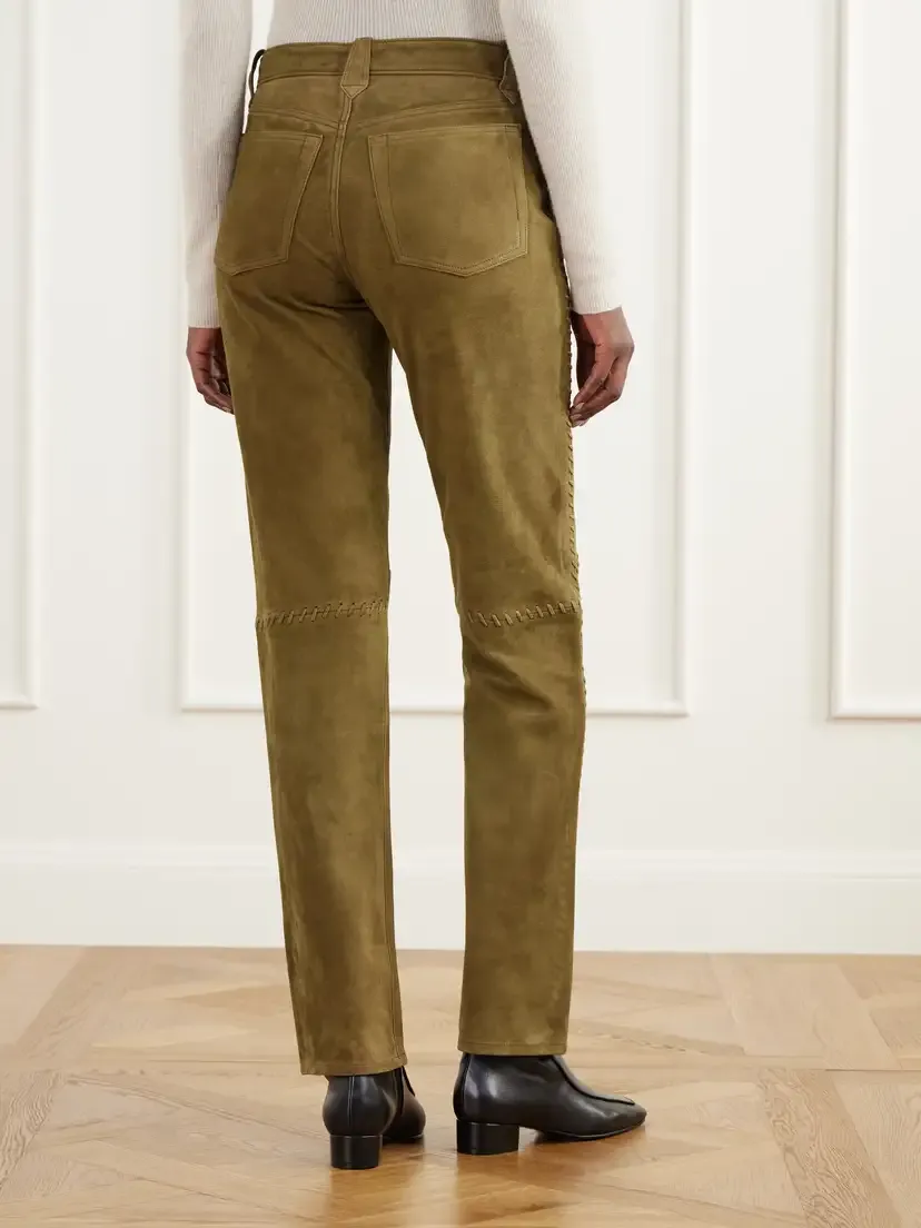 RRL Paneled Whipstitched Paneled Suede Slim-fit Pants | Thumbnail 4 RRL Paneled Whipstitched Paneled Suede Slim-fit Pants | Thumbnail 4
