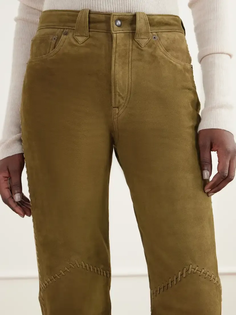 RRL Paneled Whipstitched Paneled Suede Slim-fit Pants | Thumbnail 5 RRL Paneled Whipstitched Paneled Suede Slim-fit Pants | Thumbnail 5