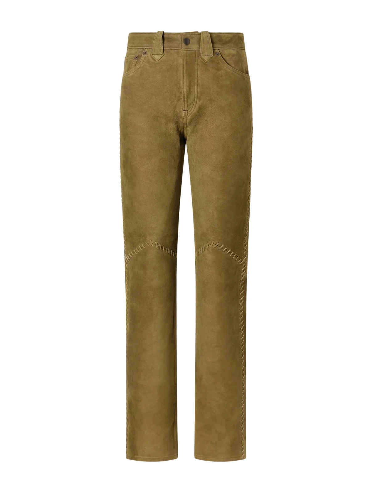 RRL Paneled Whipstitched Paneled Suede Slim-fit Pants