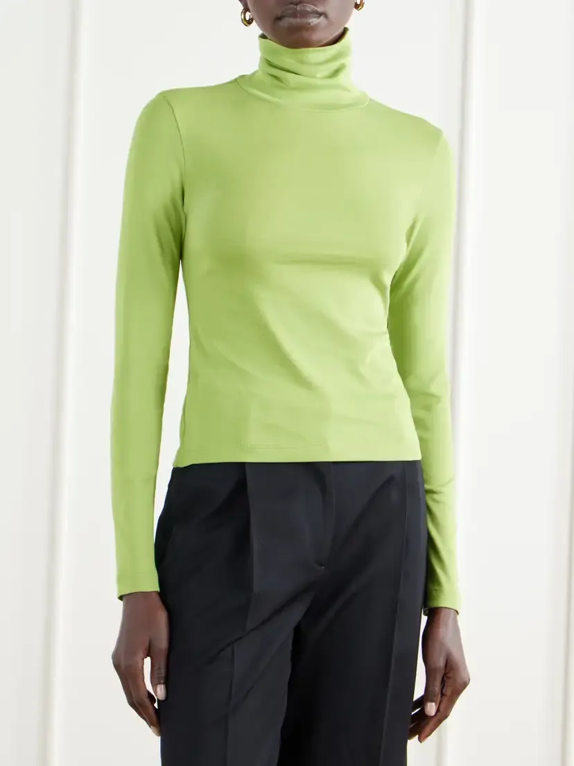 FLORE FLORE Dinah Ribbed Organic Cotton-jersey Turtleneck Top | Thumbnail 3