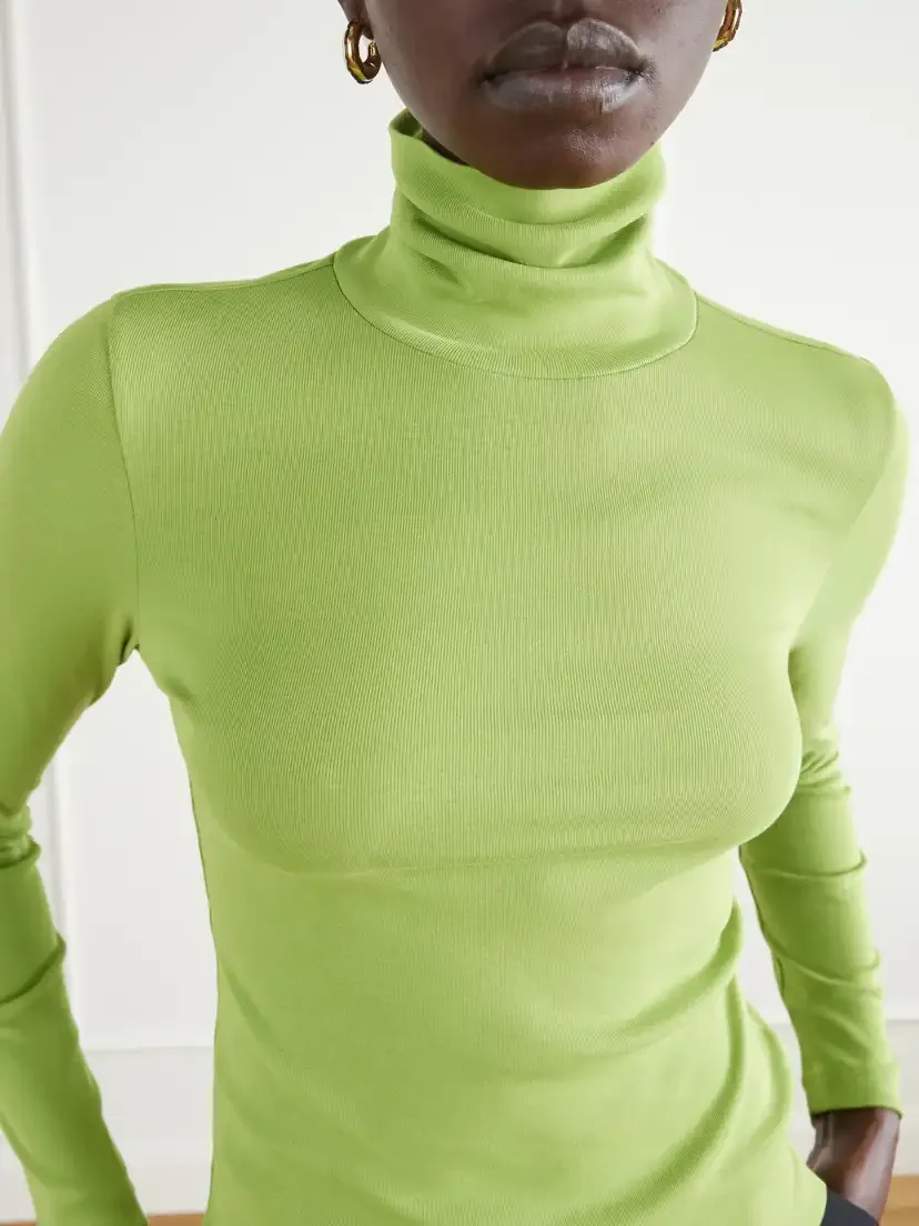 FLORE FLORE Dinah Ribbed Organic Cotton-jersey Turtleneck Top | Thumbnail 5