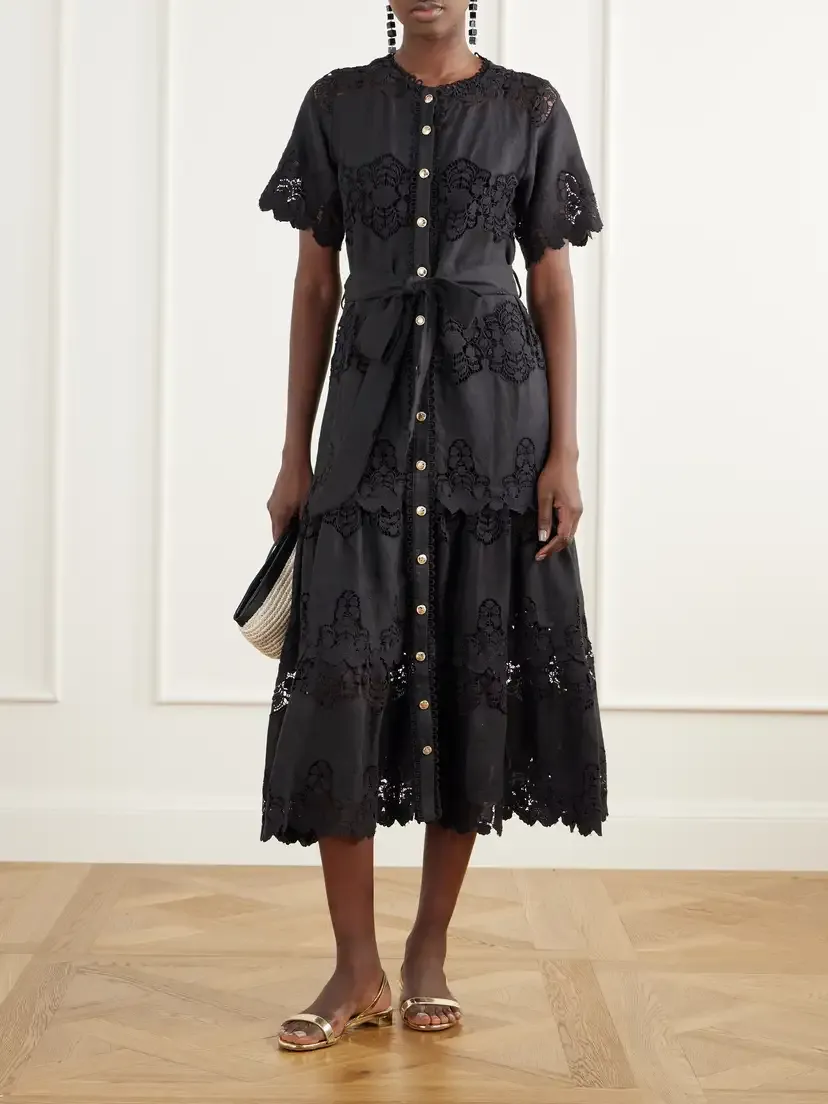 Miguelina Romilly Cloisters Broderie Anglaise Linen And Cotton-blend-poplin Midi Dress | Thumbnail 2 Miguelina Romilly Cloisters Broderie Anglaise Linen And Cotton-blend-poplin Midi Dress | Thumbnail 2