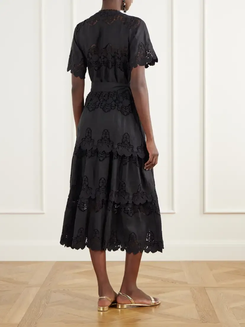 Miguelina Romilly Cloisters Broderie Anglaise Linen And Cotton-blend-poplin Midi Dress | Thumbnail 3 Miguelina Romilly Cloisters Broderie Anglaise Linen And Cotton-blend-poplin Midi Dress | Thumbnail 3